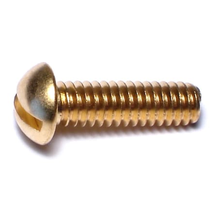 Midwest Fastener #12-24 x 3/4 in Slotted Round Machine Screw, Plain Brass, 20 PK 61205